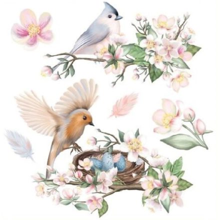 Csillámos pasztell madarak3, húsvéti sztatikus ablakmatrica