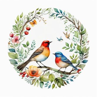 Madarak az erdőben, falmatrica 