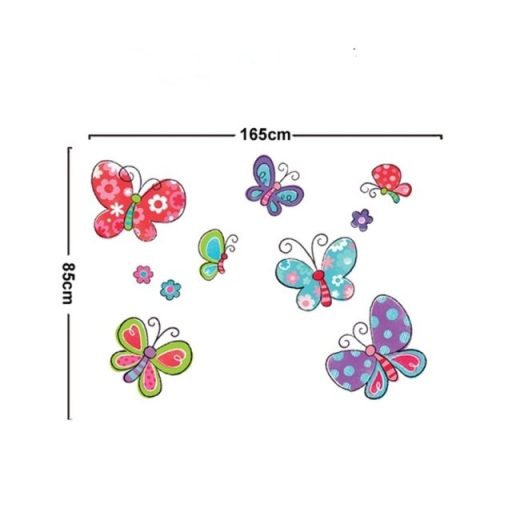 Pillangók és virágok, színes falmatrica