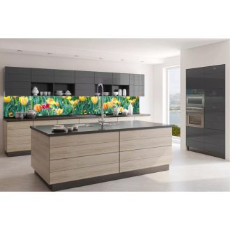 Színes tulipánok, konyhai matrica hátfal, 350 cm