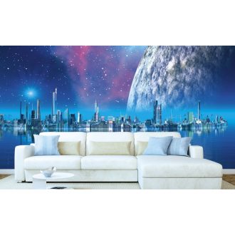 Városkép a hold előtt, poszter tapéta 375*250 cm