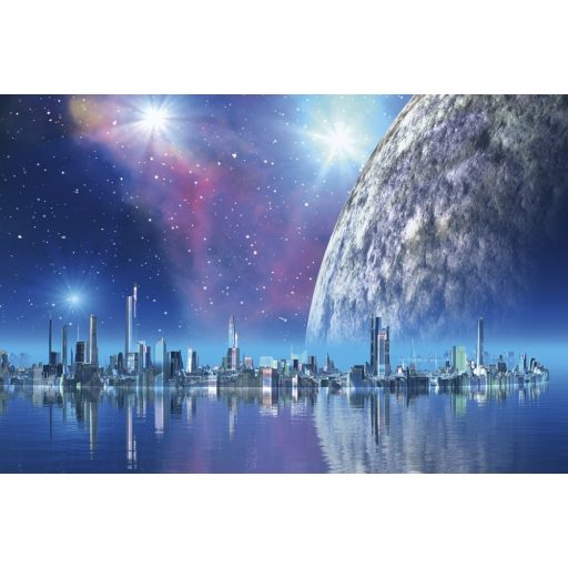 Városkép a hold előtt, poszter tapéta 375*250 cm