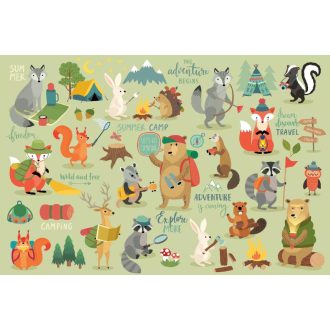 Kempingező állatok, poszter tapéta 375*250 cm