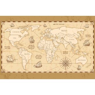 Vintage világtérkép, poszter tapéta 375*250 cm