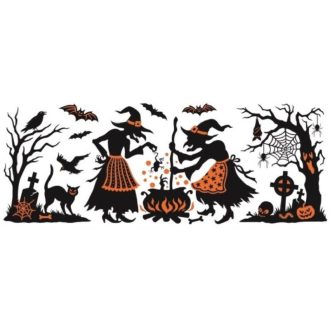 Halloween ünnepe3, csillámos ablakmatrica