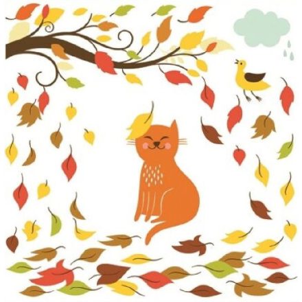 Állatkák ősszel4, sztatikus ablakmatrica