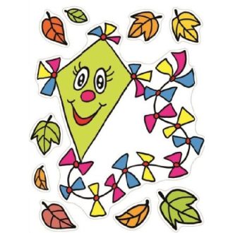 Zöld papírsárkány vidám mesés ablakmatrica