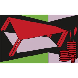 Perspektíva Asztal piros-zöld-rózsaszín, poszter tapéta