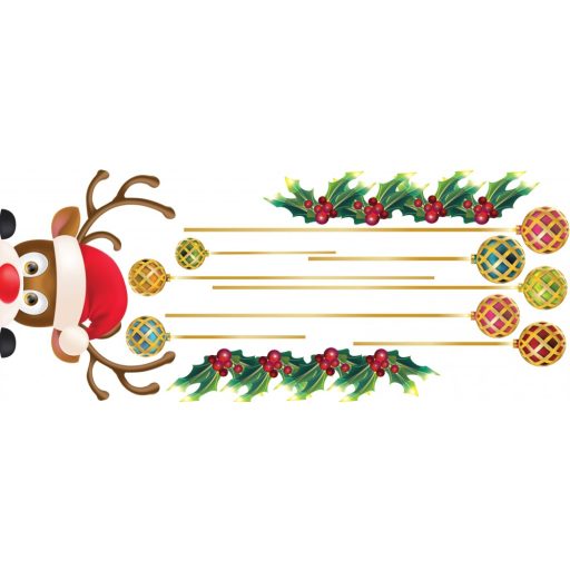 Kukucskáló rénszarvas, karácsonyi dekorációs matrica ablakra vagy kirakatra