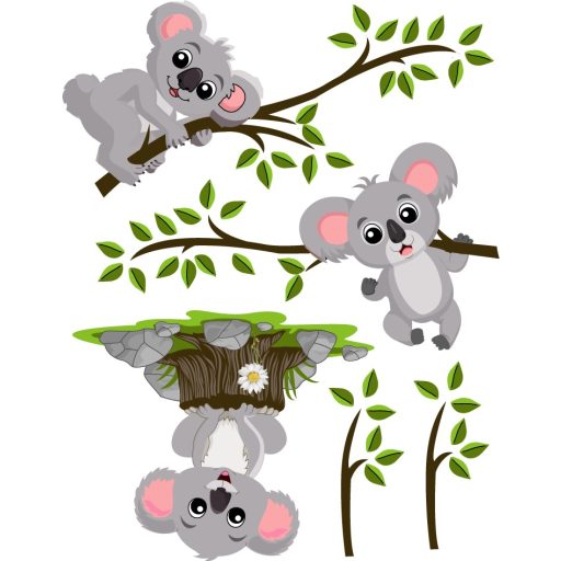 Koalák az ágakon, falmatrica gyerekeknek
