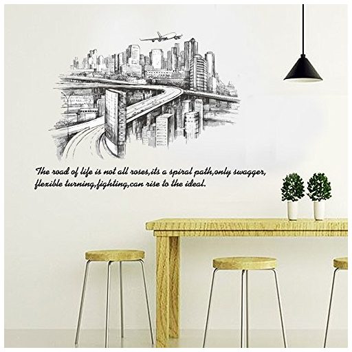 Retró város repülővel, falmatrica