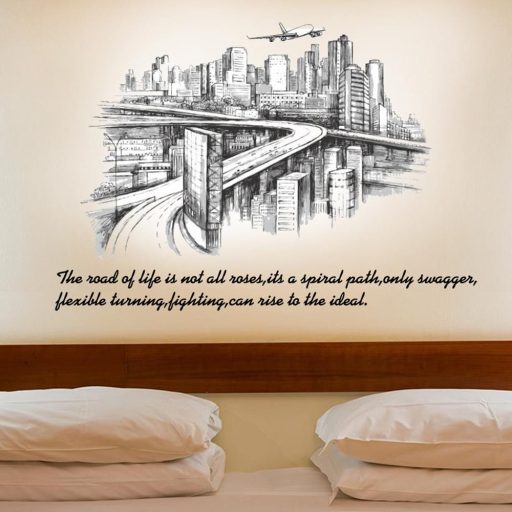 Retró város repülővel, falmatrica