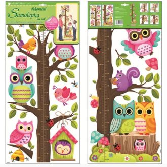 Magasságmérő falmatrica – Baglyos fa babaszobába