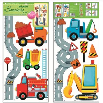   Fiús magasságmérő falmatrica – Út és autók kis kalandoroknak