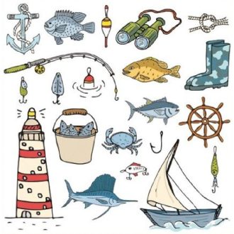 Tenger és halászat témájú ablakmatrica gyerekeknek