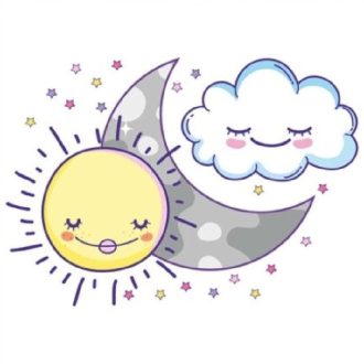 Nap, hold és felhő mesés ablakmatricán