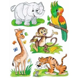 Afrikai állatmintás ablakmatrica gyerekszobába