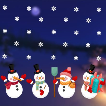 Hóemberek, karácsonyi dekorációs matrica ablakra vagy kirakatra