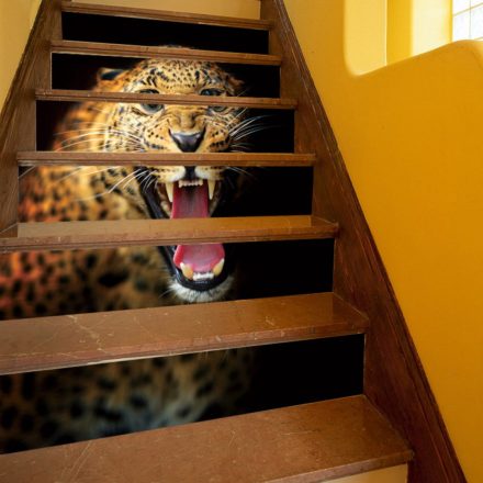 Leopárd, 3D lépcsőmatrica a Dekormatricák Webáruházban