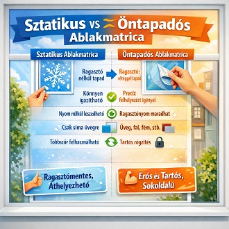 Sztatikus ablakmatrica vagy öntapadós ablakmatrica? Teljes összehasonlítás lakásdekorációhoz